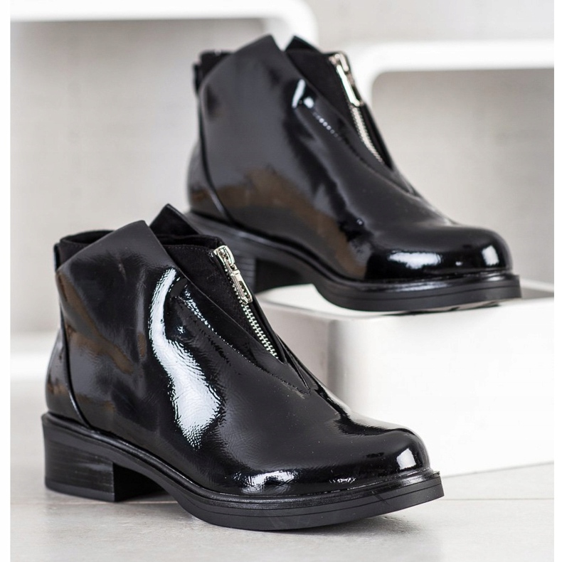 Gogo Lackstiefel mit Reißverschluss schwarz 2