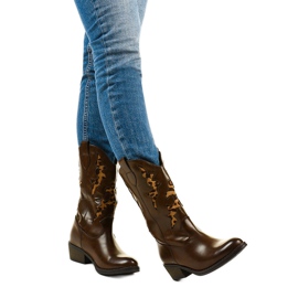 Braune Eshirixis warme Cowboystiefel beige 1