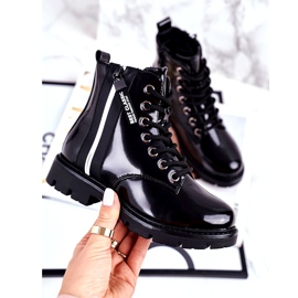 Vinceza Kinderstiefel Warm mit Reißverschluss Lackiert Black Falcon schwarz 1