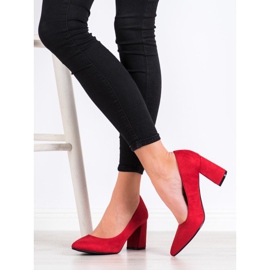 SHELOVET Klassische Wildleder Pumps rot 1