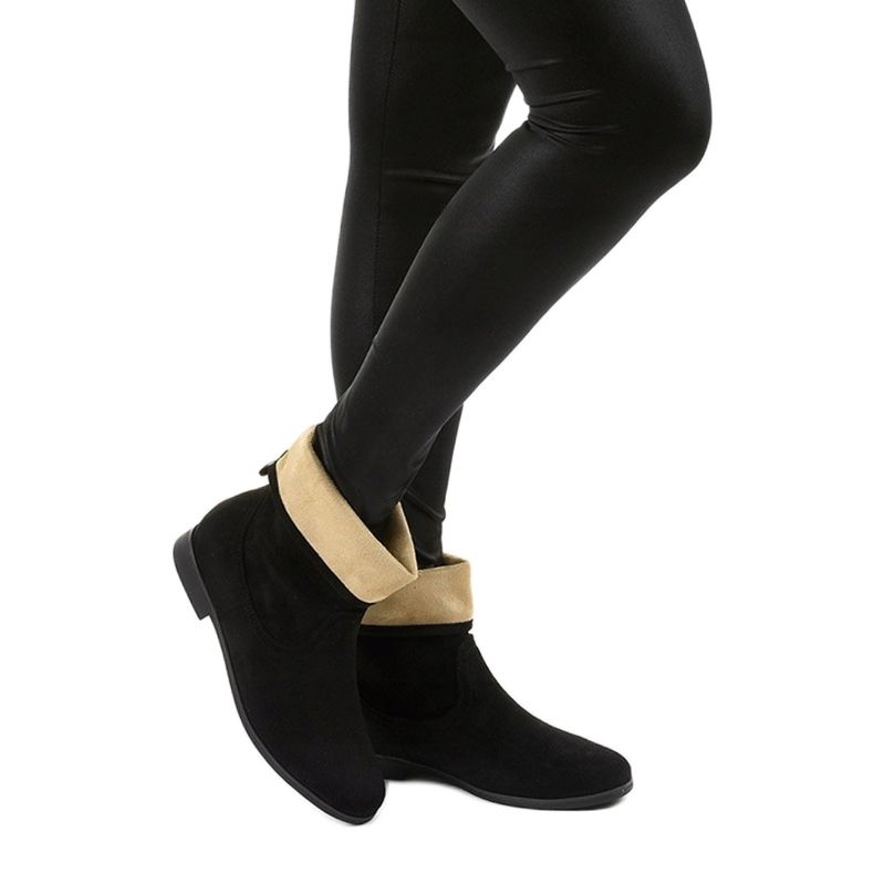 Islevine schwarze Wildleder-ähnliche Slip-On-Stiefel 1