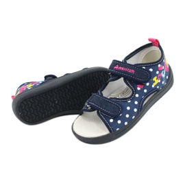 American Club Hausschuhe, Sandalen, amerikanische Kinderschuhe, Lederdecksohle navy blau rosa 3