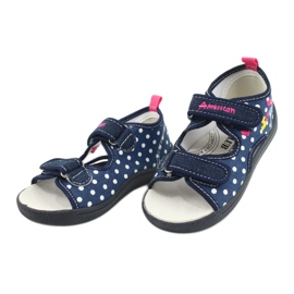 American Club Hausschuhe, Sandalen, amerikanische Kinderschuhe, Lederdecksohle navy blau rosa 2