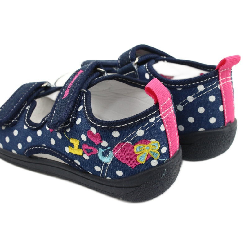 American Club Hausschuhe, Sandalen, amerikanische Kinderschuhe, Lederdecksohle navy blau rosa 5