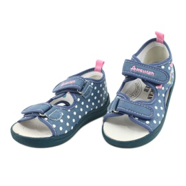 American Club Hausschuhe, Sandalen, amerikanische Kinderschuhe, Lederdecksohle weiß blau rosa 2