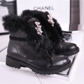 MSMG Kinder Schwarze Warme Stiefel Pelz Ella 1