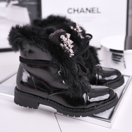 MSMG Kinderstiefel Warm Lackiert Schwarz Ella 1