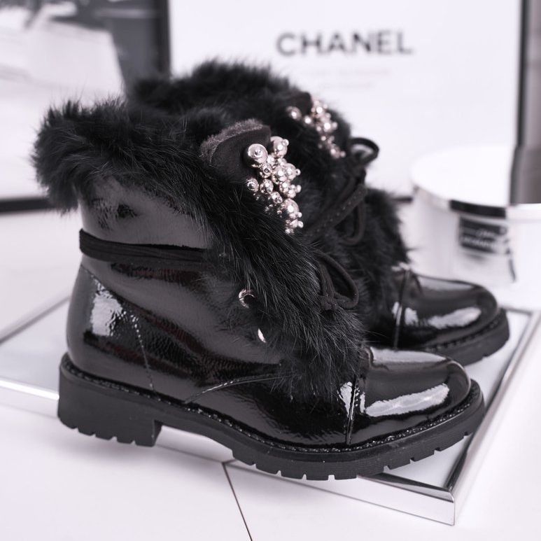 MSMG Kinderstiefel Warm Lackiert Schwarz Ella 1