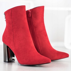 Janessa Modische Stiefel in Spitz rot 1