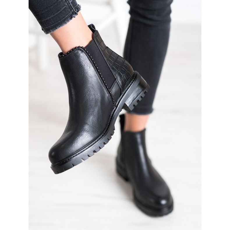 Super Me Schwarze Jodhpur-Stiefel mit Schlangenmuster 2