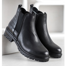 Super Me Schwarze Jodhpur-Stiefel mit Schlangenmuster 1