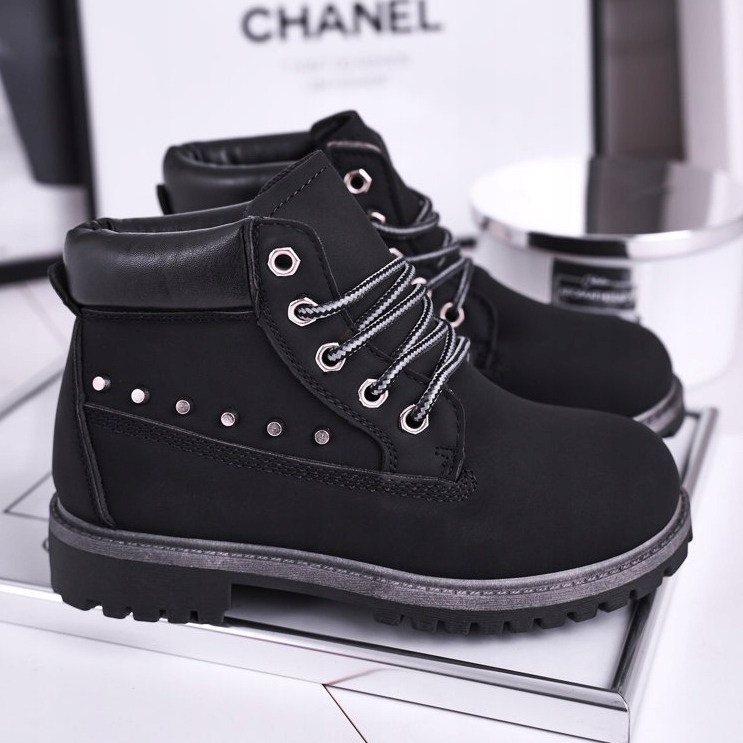 MSMG Schwarze warme Gonzo-Stiefel für Kinder mit Nieten 1