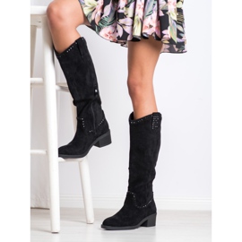 Small Swan Cowboystiefel mit Ornamenten schwarz 1