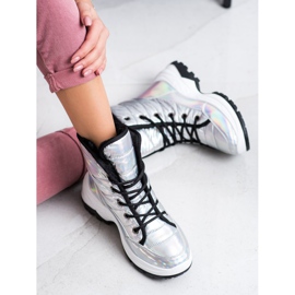 SHELOVET Bequeme Holo-Schneestiefel weiß mehrfarbig 2