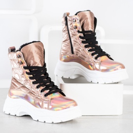 SHELOVET Modisch gesteppte Trapper golden 1