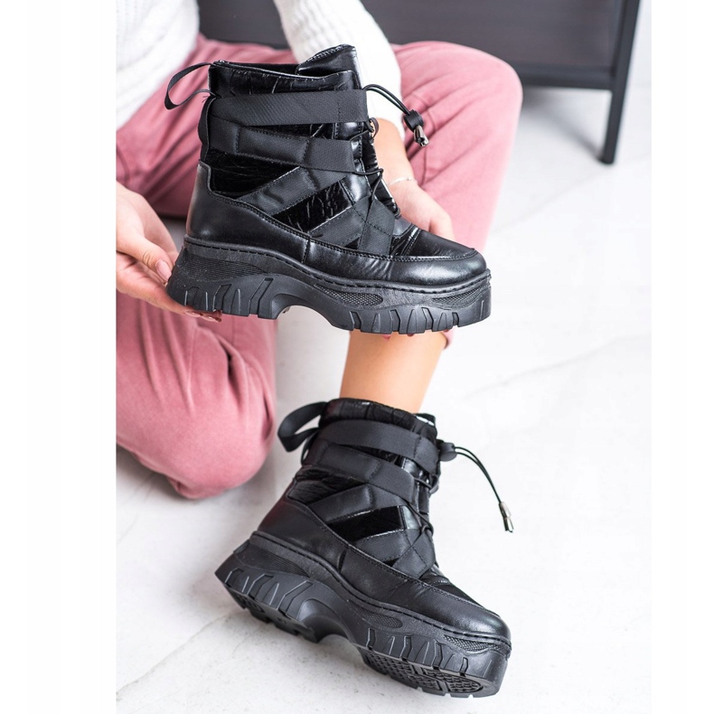 SHELOVET Schwarze Schneestiefel mit Wärme 2