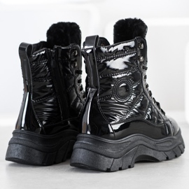 SHELOVET Modisch gesteppte Trapper schwarz 1