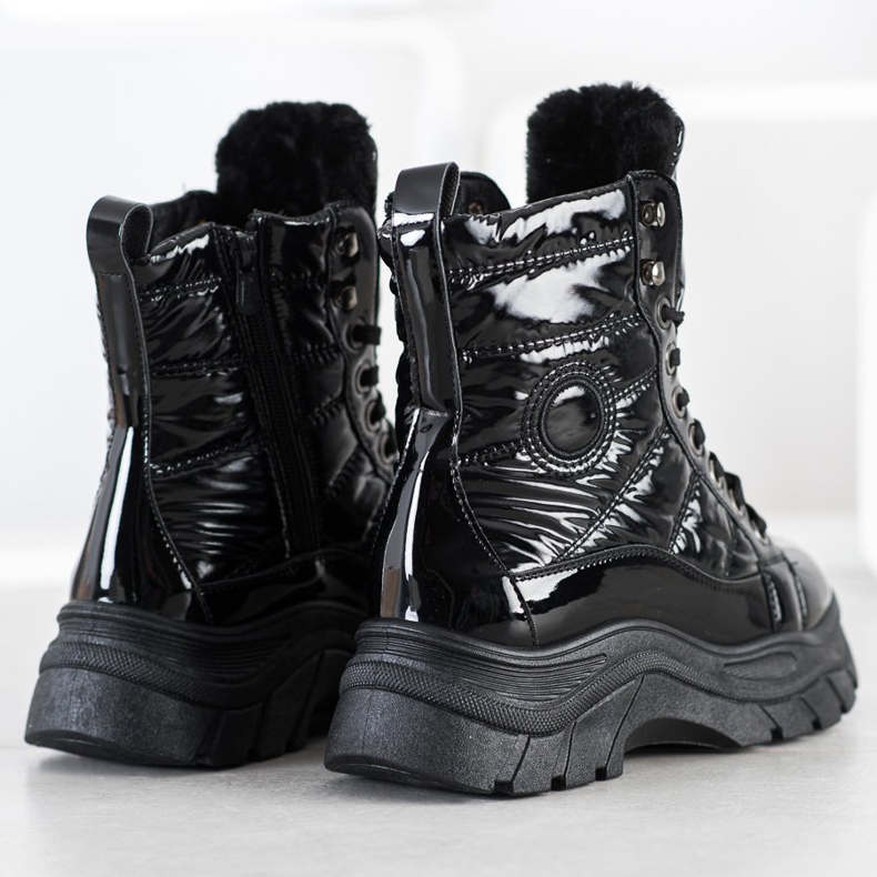 SHELOVET Modisch gesteppte Trapper schwarz 1