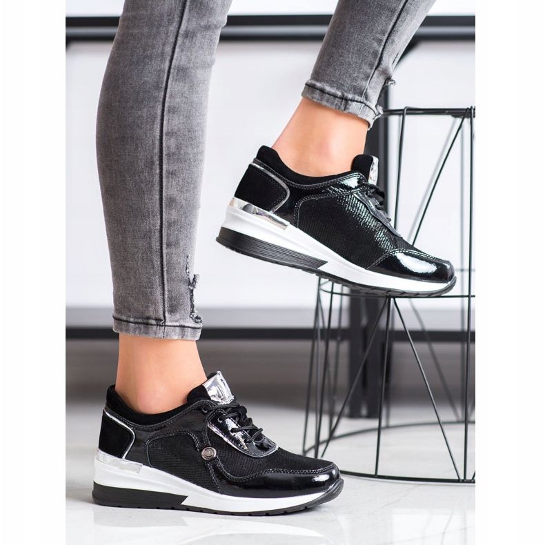 VINCEZA Sneakers aus Leder schwarz 1