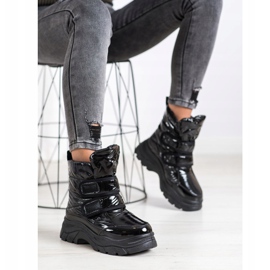 SHELOVET Glänzende Schneestiefel mit Klettverschluss schwarz 2