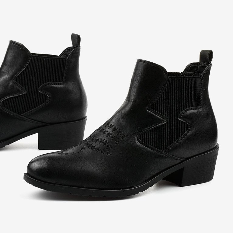 Schwarze niedrige Cowboystiefel von Fancyroot 1