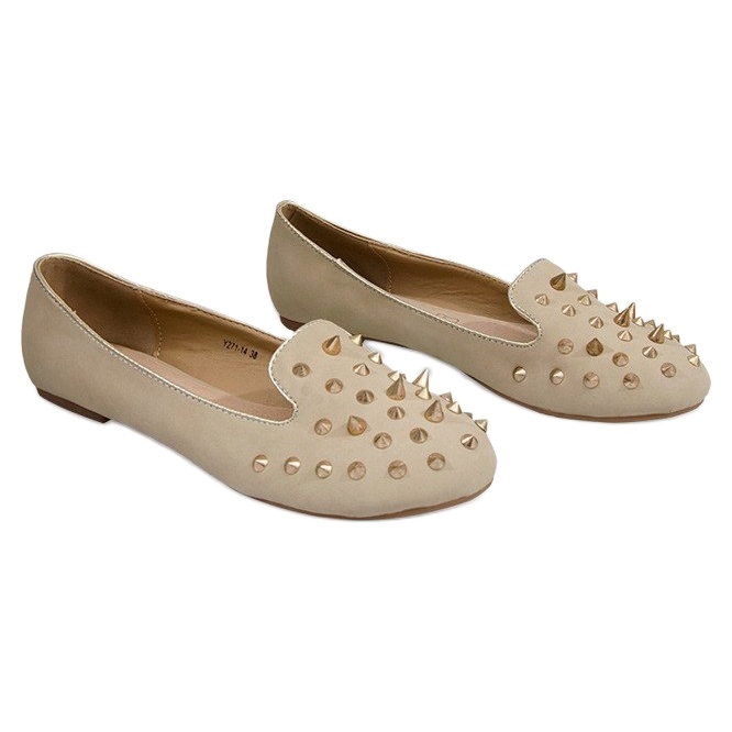 Ballerinas mit Nieten Y271 Beige Spikes 1