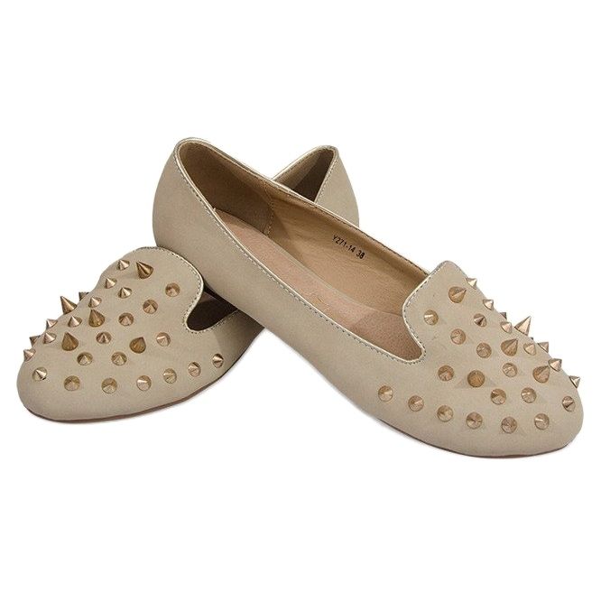 Ballerinas mit Nieten Y271 Beige Spikes 2