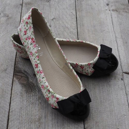 Ballerinas mit Schleife 6148 farbig weiß 1