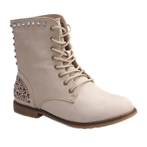 Durchbrochene, reich verzierte Stiefel 67526 Beige 1