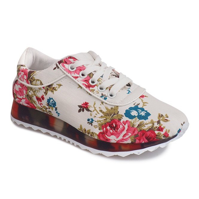 Sportschuhe mit Blumen BL282 Weiß mehrfarbig 2