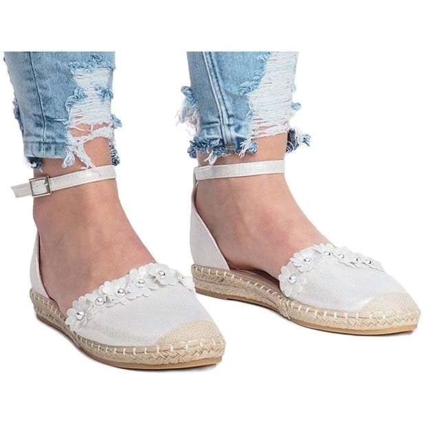 Silberne Espadrilles mit Blumen LL6271 silber- 1