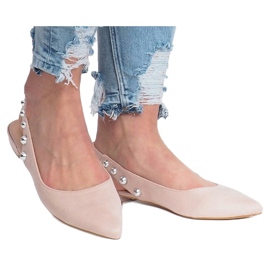 Beige Ballerinas mit F-3650 Nieten 1