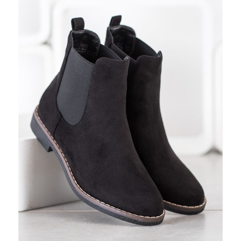 SHELOVET Schwarze Chelsea-Stiefel 1
