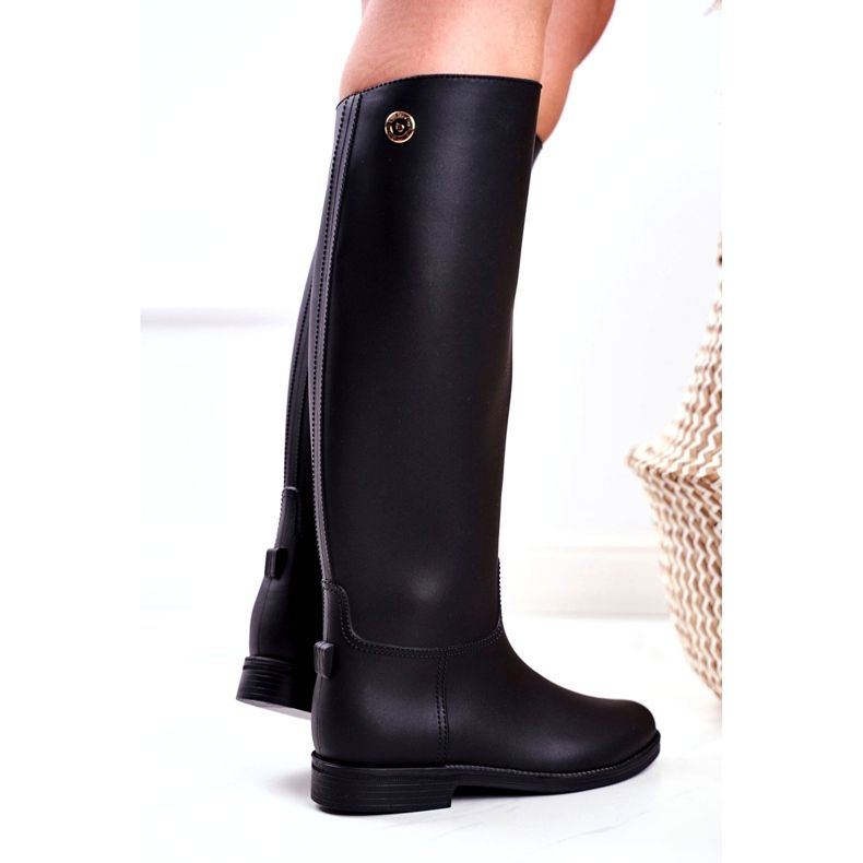 SEA Schwarze Regenstiefel für Damen unter dem Knie schwarze Drizzle-Reitstiefel 2