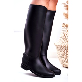SEA Schwarze Regenstiefel für Damen unter dem Knie schwarze Drizzle-Reitstiefel 1