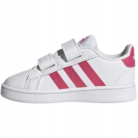 Schuhe für Mädchen adidas Grand Court weiß und rosa EG3815 1