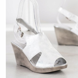 SHELOVET Silberne Keilsandalen 1