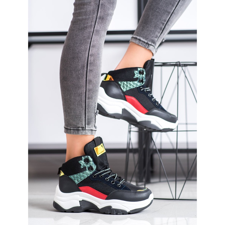 SHELOVET Bunte Turnschuhe schwarz mehrfarbig 2