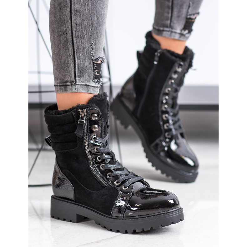 SHELOVET Stilvolle Trapper mit Erwärmung schwarz 2