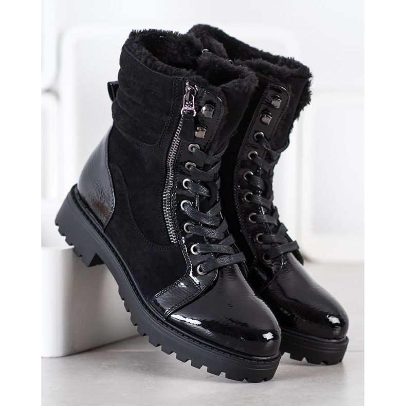 SHELOVET Stilvolle Trapper mit Erwärmung schwarz 1