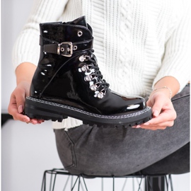 SDS Modische lackierte Trapper schwarz 2