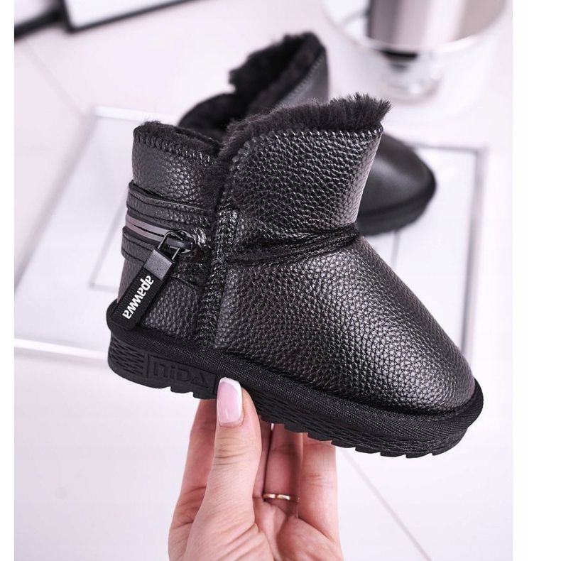 Apawwa Schwarze warme Schneestiefel für Kinder Let It Snow 2