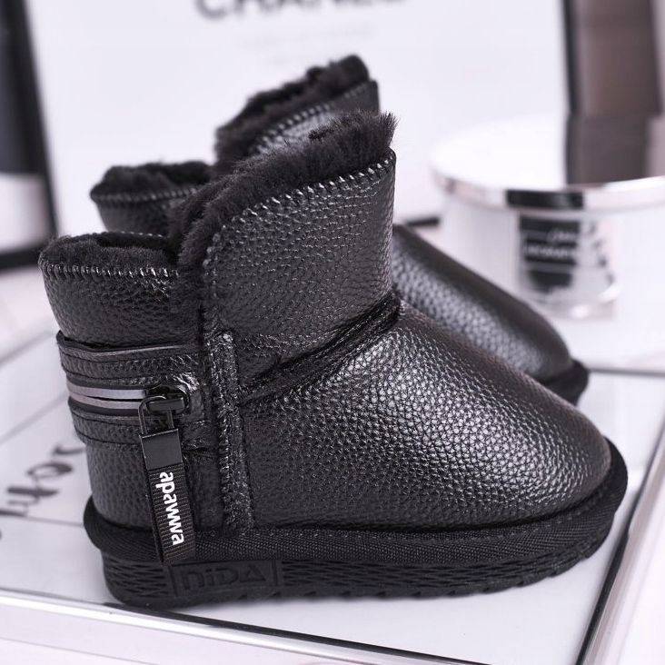 Apawwa Schwarze warme Schneestiefel für Kinder Let It Snow 1