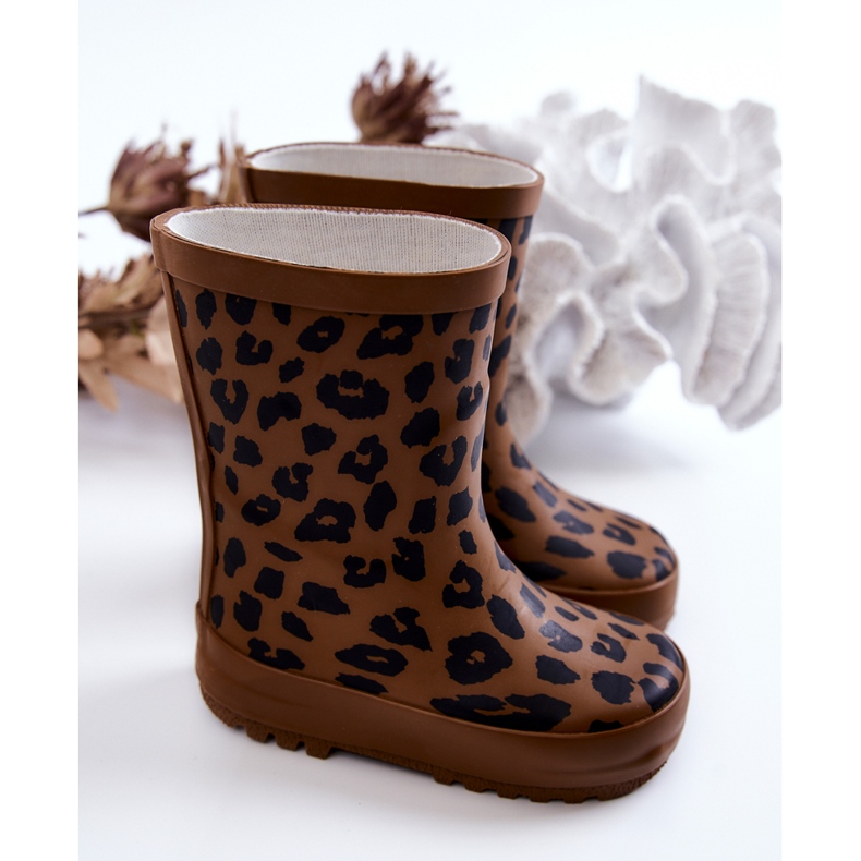 FRROCK Braune Kinder Gummistiefel mit Leopardenmuster Nanny 2