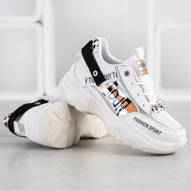 SHELOVET Mode Sport Sneakers weiß braun schwarz orange 1