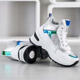 Ideal Shoes High-Top-Sneaker aus Öko-Leder weiß silber- 2