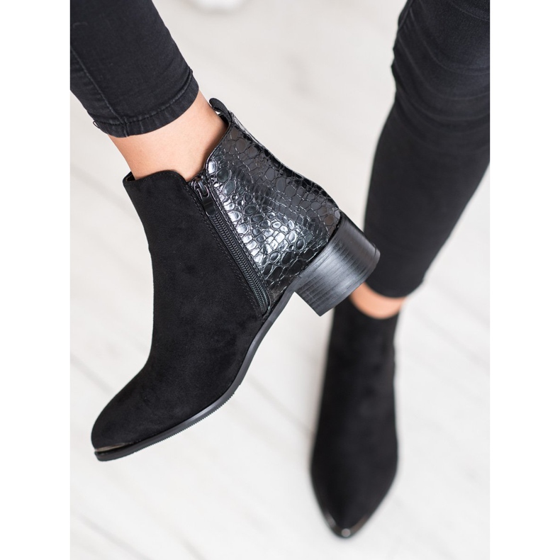 Kayla Stylische Stiefel auf niedrigem Pfosten schwarz 2