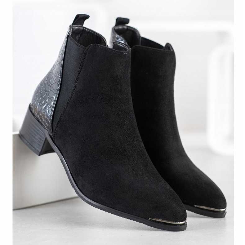 Kayla Stylische Stiefel auf niedrigem Pfosten schwarz 1