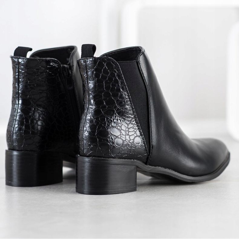 Kayla Stylische Stiefel auf niedrigem Pfosten schwarz 1