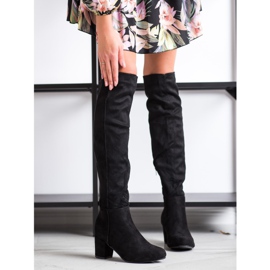 Fashion Schwarze Wildlederstiefel 1
